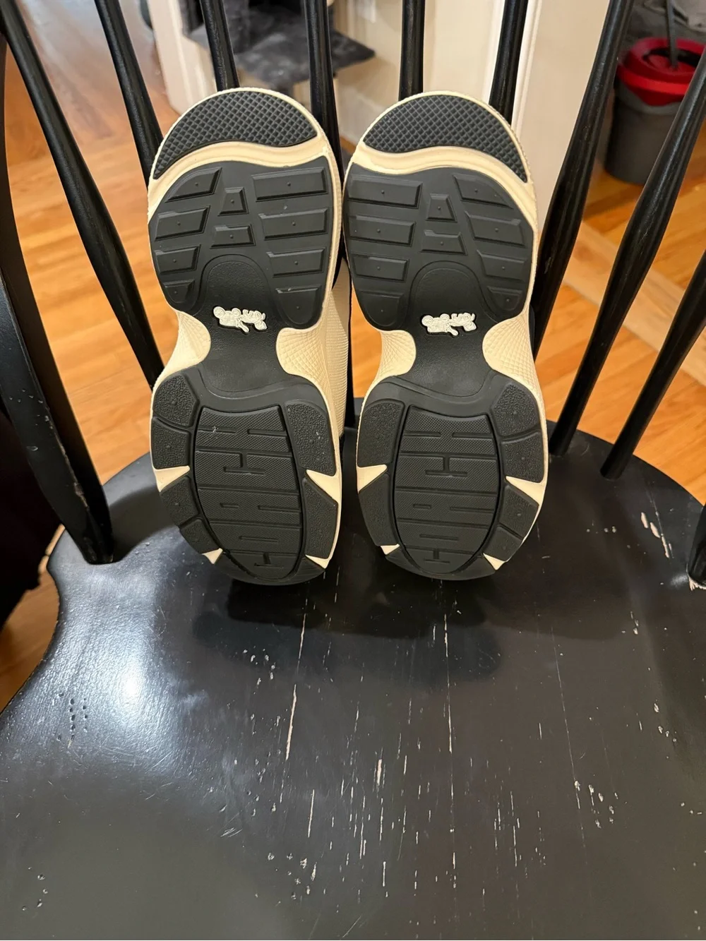 COACH Chunky Cream & Black Logo Sneakers